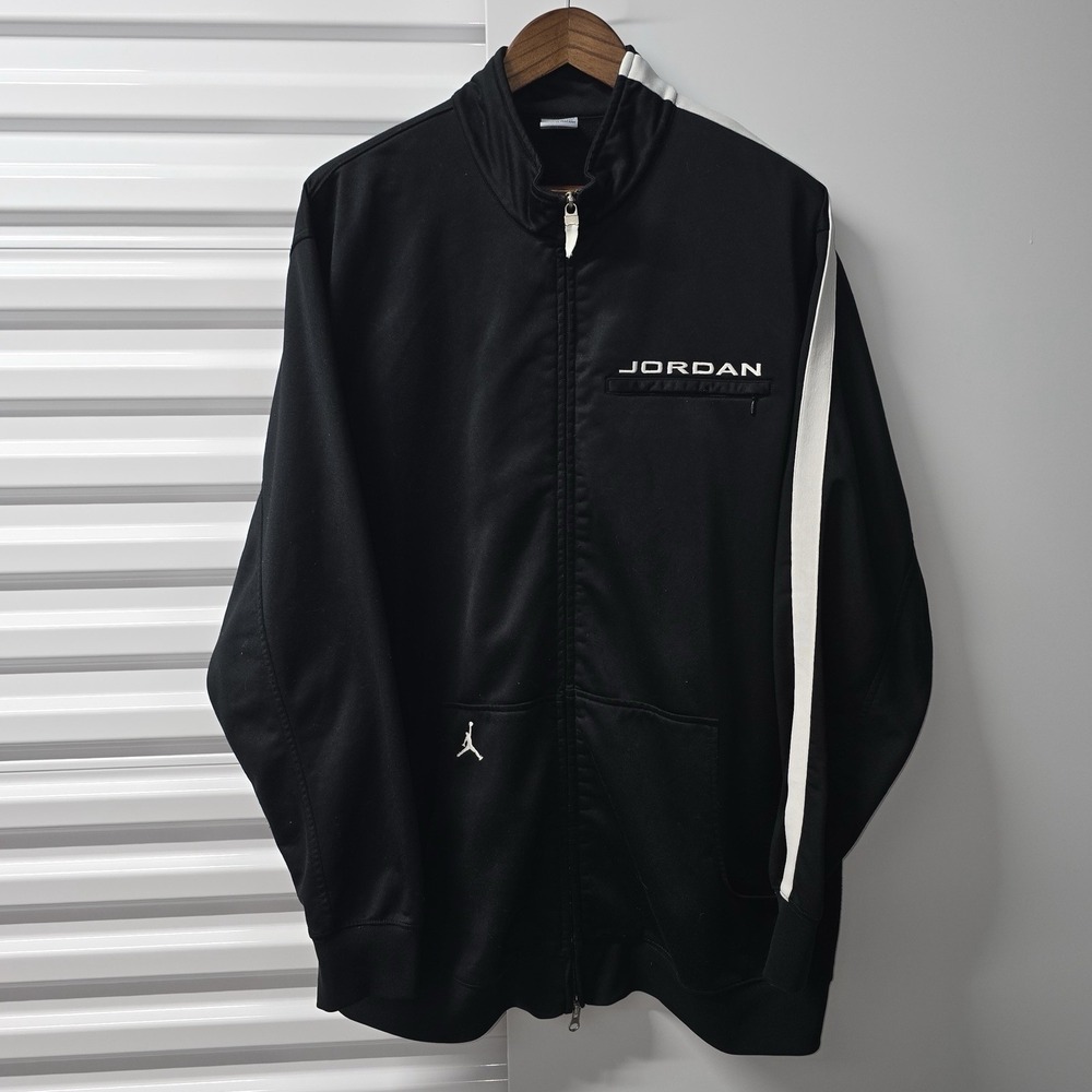 Jordan Track Jacket Mens Large Black Full Zip Athletic Warm Up‎ Jacket